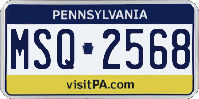 PA license plate MSQ2568