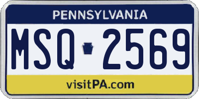 PA license plate MSQ2569
