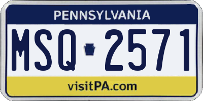 PA license plate MSQ2571
