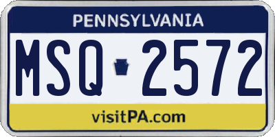 PA license plate MSQ2572