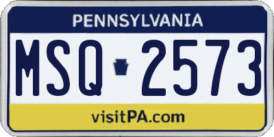 PA license plate MSQ2573