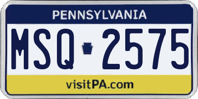 PA license plate MSQ2575