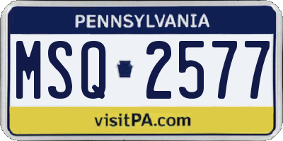 PA license plate MSQ2577