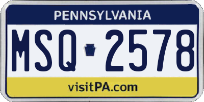PA license plate MSQ2578