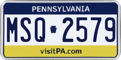PA license plate MSQ2579