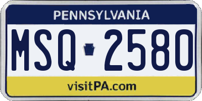 PA license plate MSQ2580