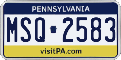 PA license plate MSQ2583