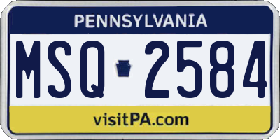 PA license plate MSQ2584