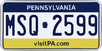 PA license plate MSQ2599
