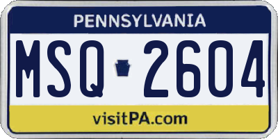 PA license plate MSQ2604