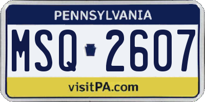 PA license plate MSQ2607