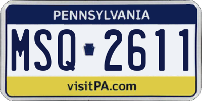 PA license plate MSQ2611