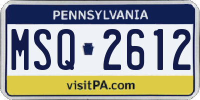 PA license plate MSQ2612