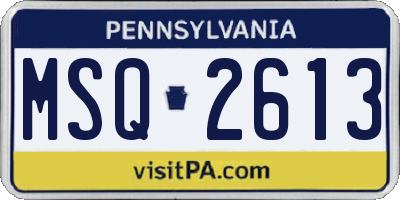 PA license plate MSQ2613