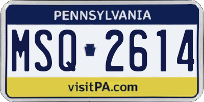 PA license plate MSQ2614