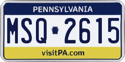 PA license plate MSQ2615