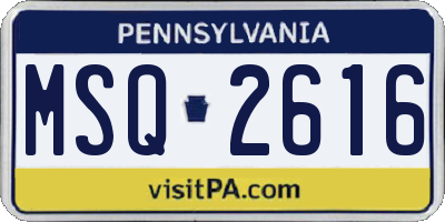 PA license plate MSQ2616