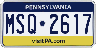 PA license plate MSQ2617