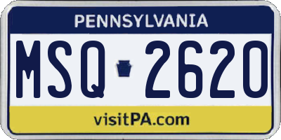 PA license plate MSQ2620