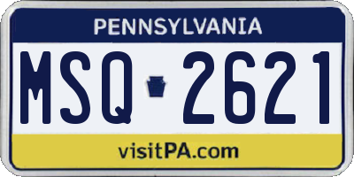 PA license plate MSQ2621