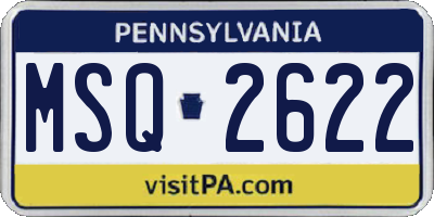 PA license plate MSQ2622