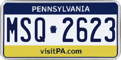 PA license plate MSQ2623