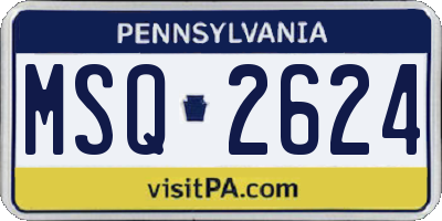 PA license plate MSQ2624