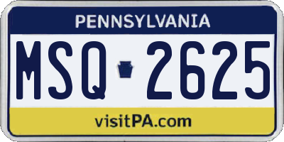 PA license plate MSQ2625