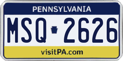 PA license plate MSQ2626