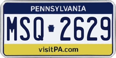 PA license plate MSQ2629
