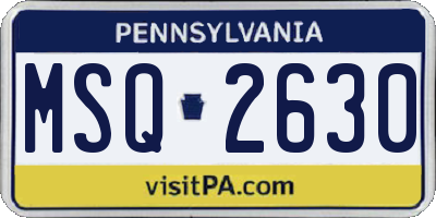 PA license plate MSQ2630