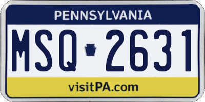 PA license plate MSQ2631