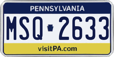 PA license plate MSQ2633