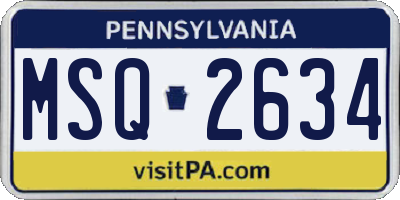PA license plate MSQ2634