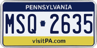 PA license plate MSQ2635