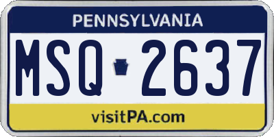 PA license plate MSQ2637
