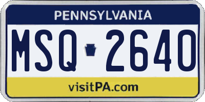 PA license plate MSQ2640