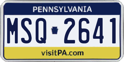 PA license plate MSQ2641