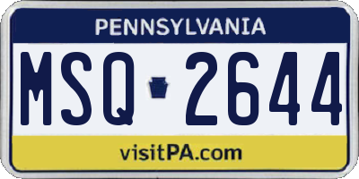 PA license plate MSQ2644