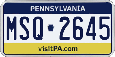 PA license plate MSQ2645