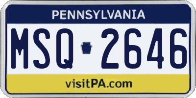 PA license plate MSQ2646