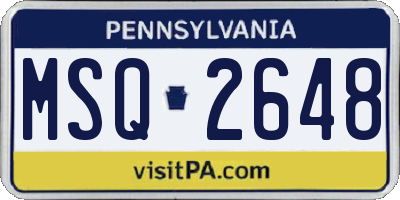 PA license plate MSQ2648