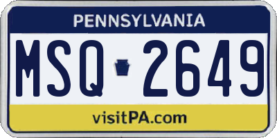 PA license plate MSQ2649