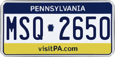 PA license plate MSQ2650