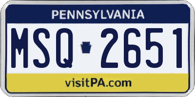 PA license plate MSQ2651