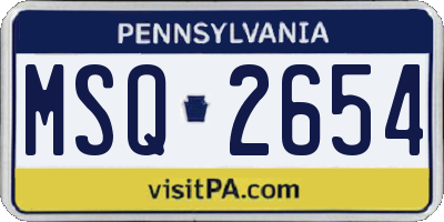 PA license plate MSQ2654