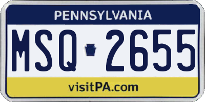 PA license plate MSQ2655