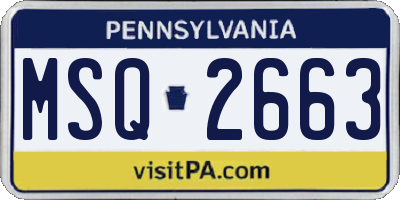 PA license plate MSQ2663