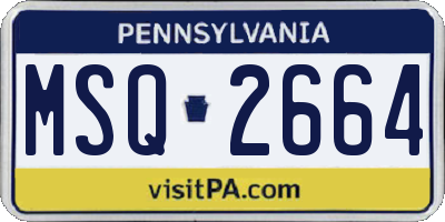 PA license plate MSQ2664