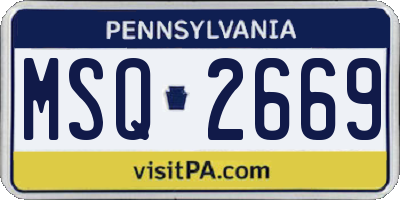 PA license plate MSQ2669